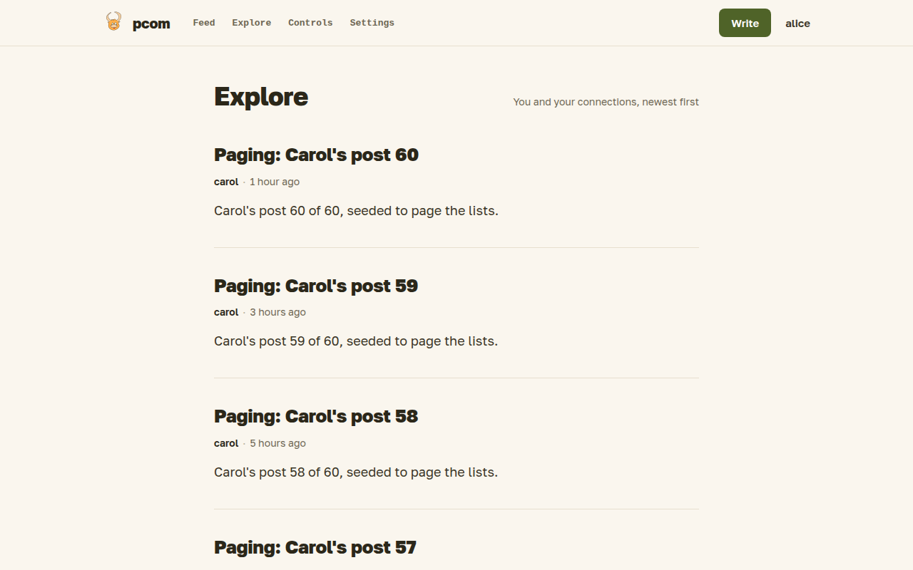 Explore: public posts, signed in.